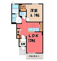 栃木県鹿沼市上殿町（賃貸アパート1LDK・1階・45.77㎡） その2