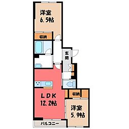 ラフィナート住吉 2LDKの間取図画像