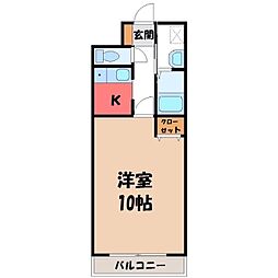 宇都宮芳賀ライトレール線 駅東公園前駅 徒歩2分の賃貸マンション 8階1Kの間取り