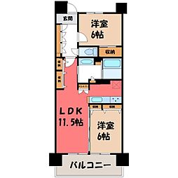 サーパス宇都宮県庁前通り 2LDKの間取図画像