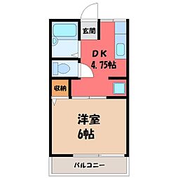サンハイム西原3 1Kの間取図画像