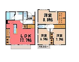下野市緑1丁目アパート 3LDKの間取図画像