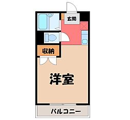 レオパレスホワイトローズ2 ワンルームの間取図画像