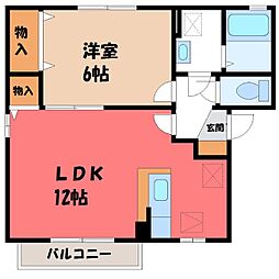 ウィルモア鶴B 1LDKの間取図画像