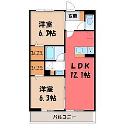 CLASSEUM元今泉 2LDKの間取図画像