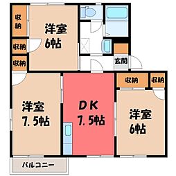 設楽ハイツA 3DKの間取図画像