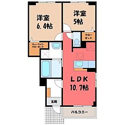 エルディム金子B 2LDKの間取図画像
