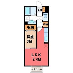 ブルーム 1LDKの間取図画像