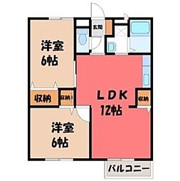 フォンテーヌ2 2LDKの間取図画像