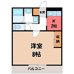 リバーサイドニシキ 1Kの間取図画像