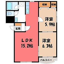 ジェネシスプラッツ1 2LDKの間取図画像