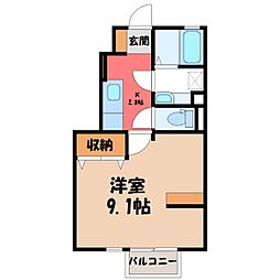 サンマリンエイト 1Kの間取図画像