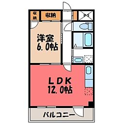 セントラル安田 1LDKの間取図画像