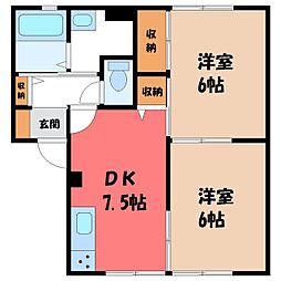 サンガーデンカム&エムA 2DKの間取図画像