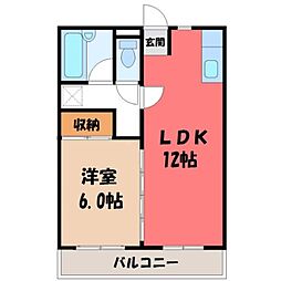 ロワールレジデンス六番館 1LDKの間取図画像