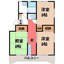 赤羽ハイツ 3DKの間取図画像