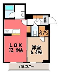 キポス メリッサ 1LDKの間取図画像