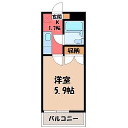 メゾン兵庫塚 1Kの間取図画像