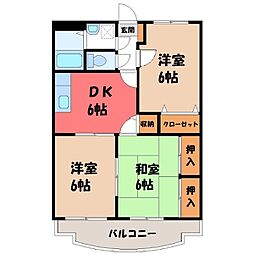 エトワール弐番街壱号館 3DKの間取図画像