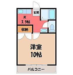 グランドールA 1Kの間取図画像