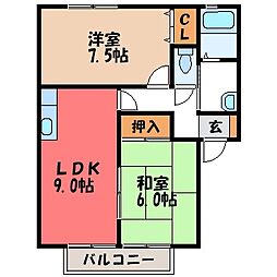 ハイツ花梨 2LDKの間取図画像
