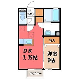 グランデ・フォレスタB 1DKの間取図画像