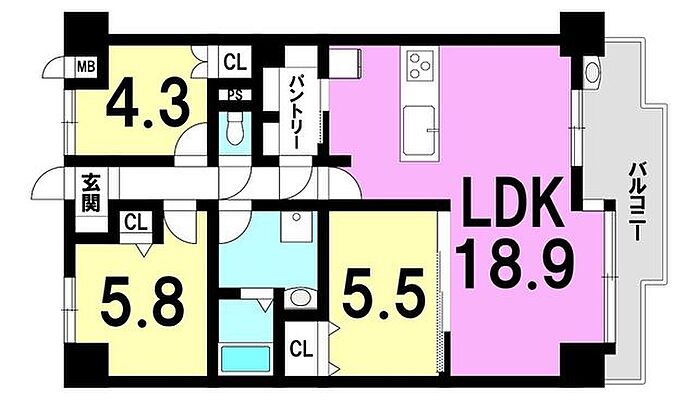 間取り トーカンマンションローレ 6階/-