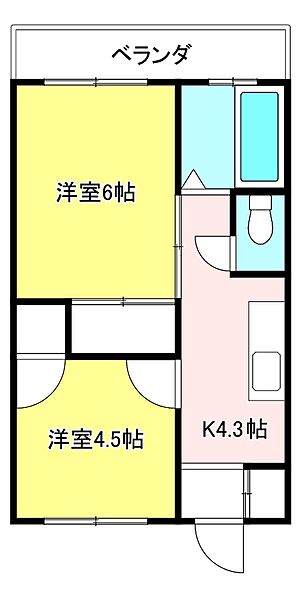 第一岸マンション 402｜神奈川県横須賀市汐見台3丁目(賃貸マンション2K・4階・32.40㎡)の写真 その2