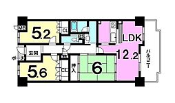 サーパス真砂本町 3LDKの間取図画像