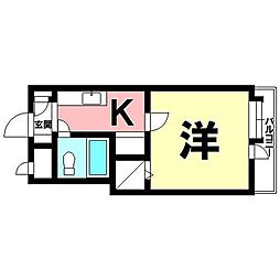 メゾンド城西 1Kの間取図画像