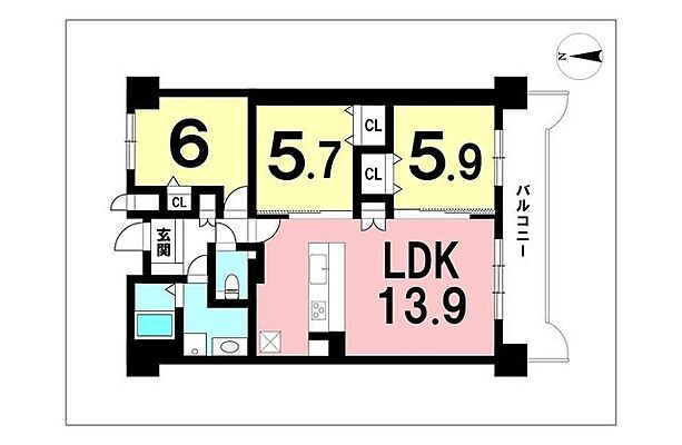 間取り シティコア池之上 2階/-