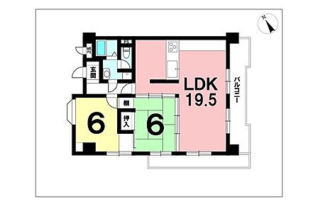 2LDK、東南角部屋【専有面積67.42m2】LDK19帖以上の広々空間！