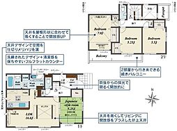 閑静な住宅街、吹抜のある開放感あふれる戸建