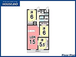 コーポランド砂津 3LDKの間取図画像