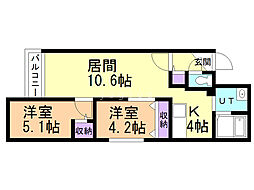 ルピシア麻生 2LDKの間取図画像