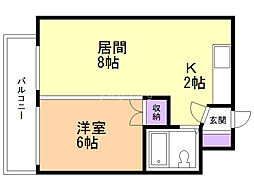 カサビアンカ 1LDKの間取図画像
