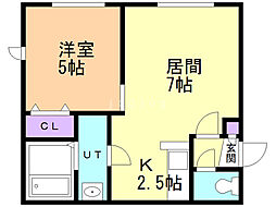 アドヴァンス北12条 1LDKの間取図画像