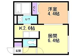 グランパーク札幌北 1LDKの間取図画像