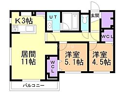 札幌市北区麻生町4丁目マンション 2LDKの間取図画像