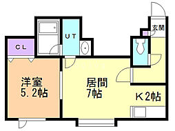 ボヌール 1LDKの間取図画像