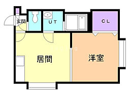 カステル北27 1DKの間取図画像