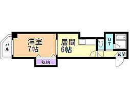 N28-BLD 1DKの間取図画像