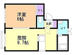 コスモN38 1LDKの間取図画像