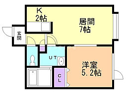 カーサブレッザ 1LDKの間取図画像