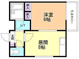 アルファスクエア北18条 1LDKの間取図画像