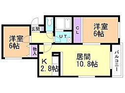 ルミエール 2LDKの間取図画像