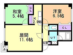 サン・ドエルA・B 2LDKの間取図画像