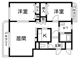 パークハイツJ 2LDKの間取図画像