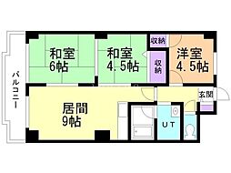 アーバンコート新琴似 3DKの間取図画像