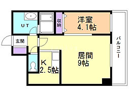 バロンドール 1LDKの間取図画像